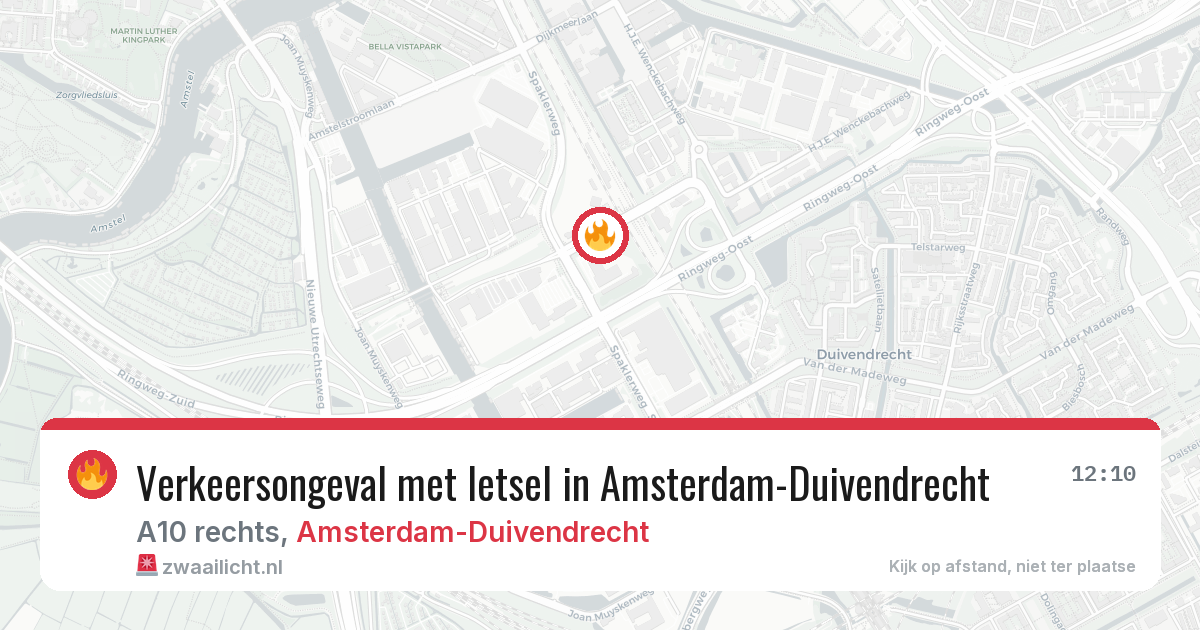 Verkeersongeval met letsel in Amsterdam-Duivendrecht — 13 aug 2026