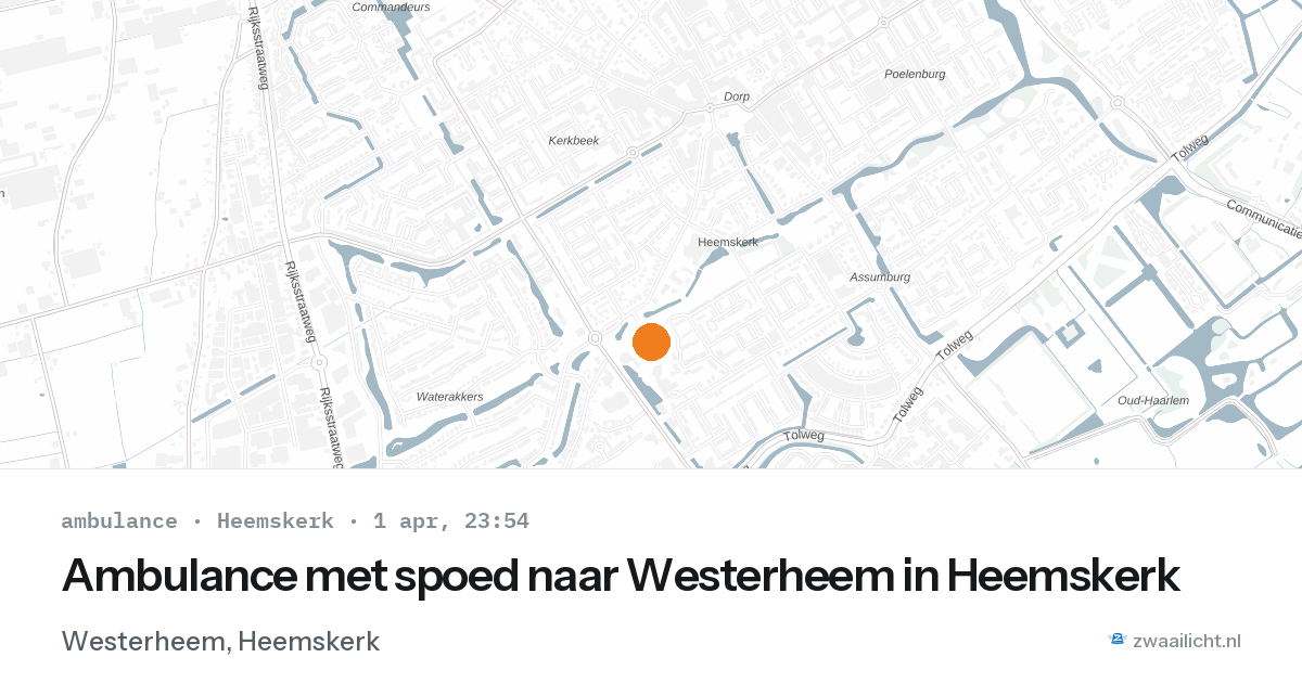 Ambulance met spoed naar Westerheem in Heemskerk — 1 apr 2026