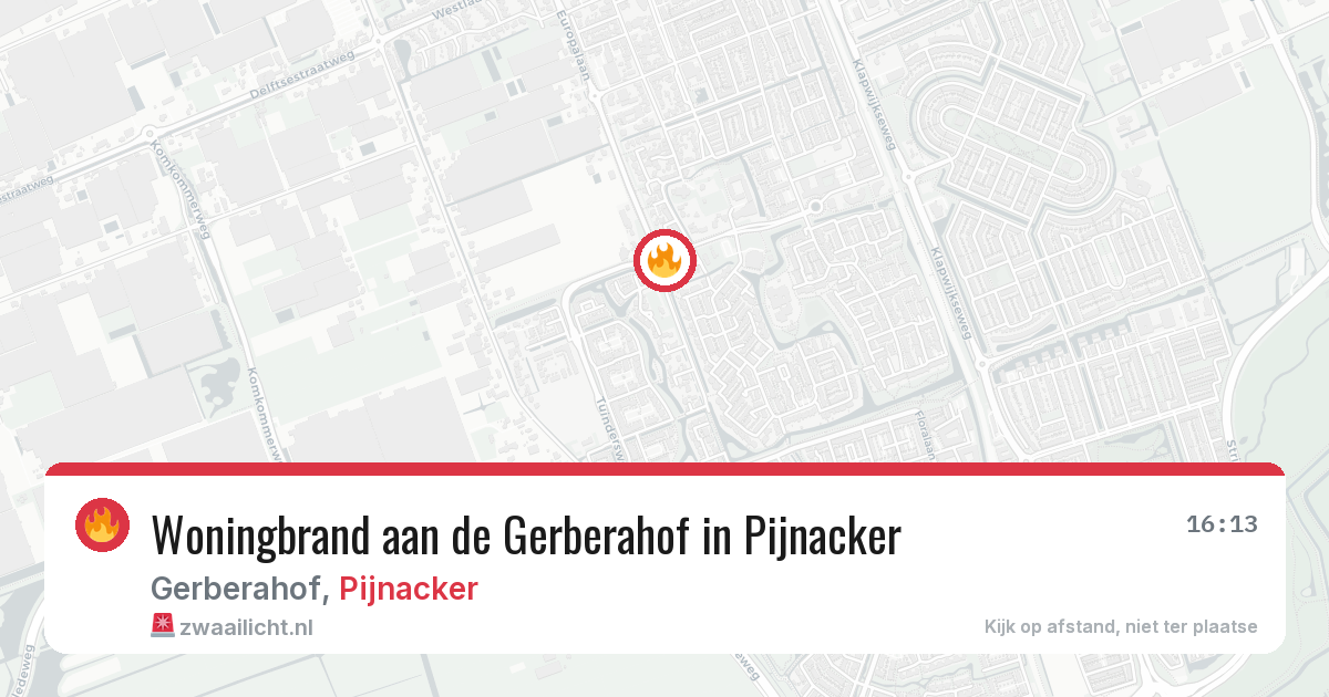 Woningbrand aan de Gerberahof in Pijnacker — 4 jun 2026