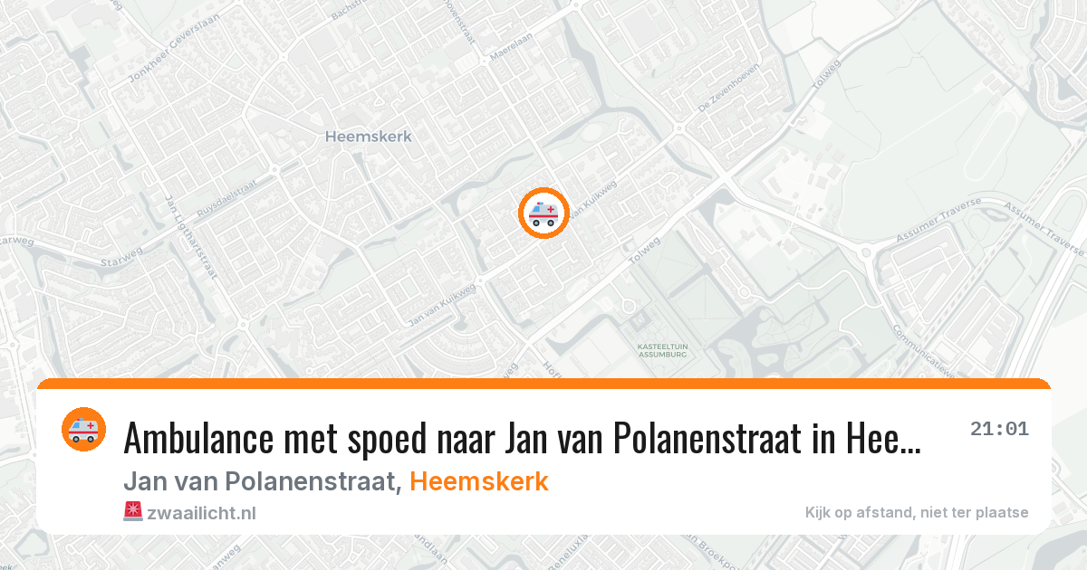 Ambulance met spoed naar Jan van Polanenstraat in Heemskerk — 3 aug 2026