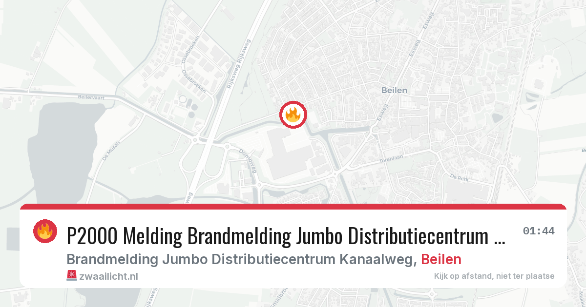 P2000 Melding Brandmelding Jumbo Distributiecentrum Kanaalweg, Beilen — 30 jan 2026