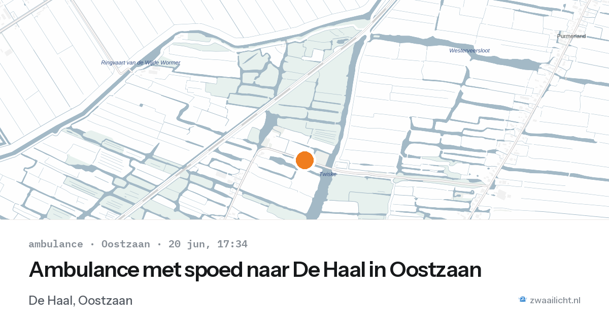 Ambulance met spoed naar De Haal in Oostzaan — 20 jun 2026