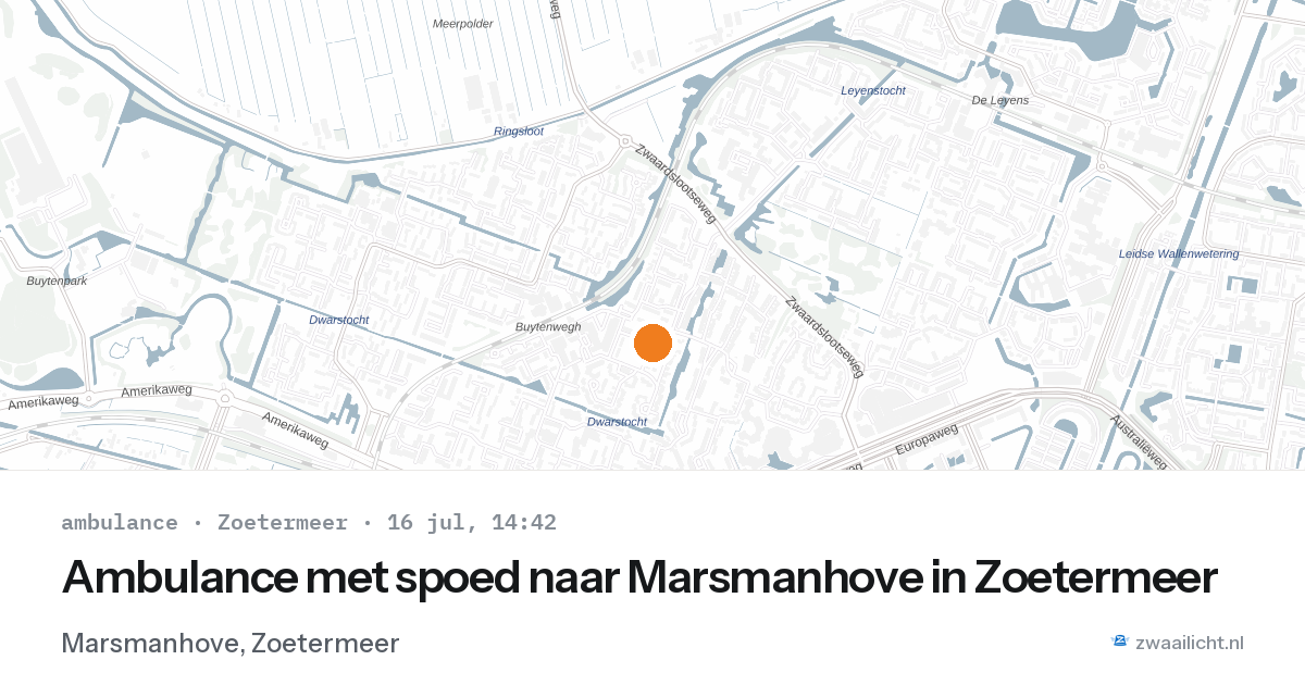 Ambulance met spoed naar Marsmanhove in Zoetermeer — 16 jul 2026