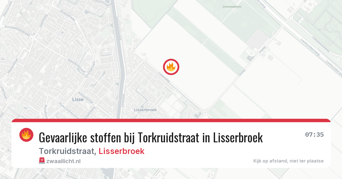 Gevaarlijke stoffen bij Torkruidstraat in Lisserbroek — 20 jun 2026