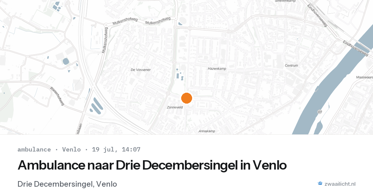 Ambulance naar Drie Decembersingel in Venlo — 19 jul 2026