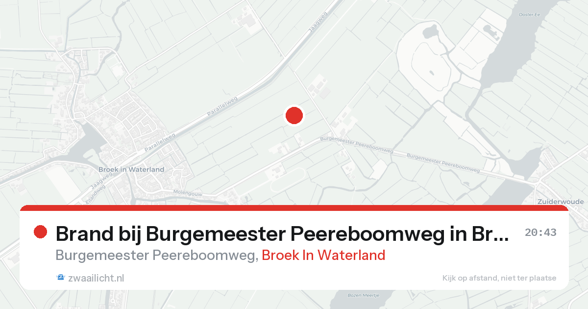 Brand bij Burgemeester Peereboomweg in Broek In Waterland — 15 aug 2026