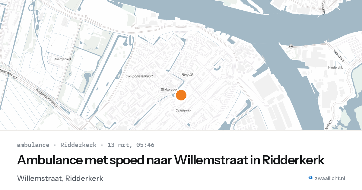 Ambulance met spoed naar Willemstraat in Ridderkerk — 13 mrt 2026