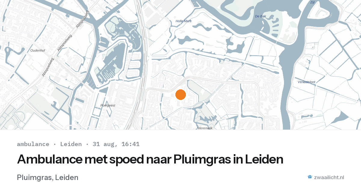 Ambulance met spoed naar Pluimgras in Leiden — 31 aug 2026