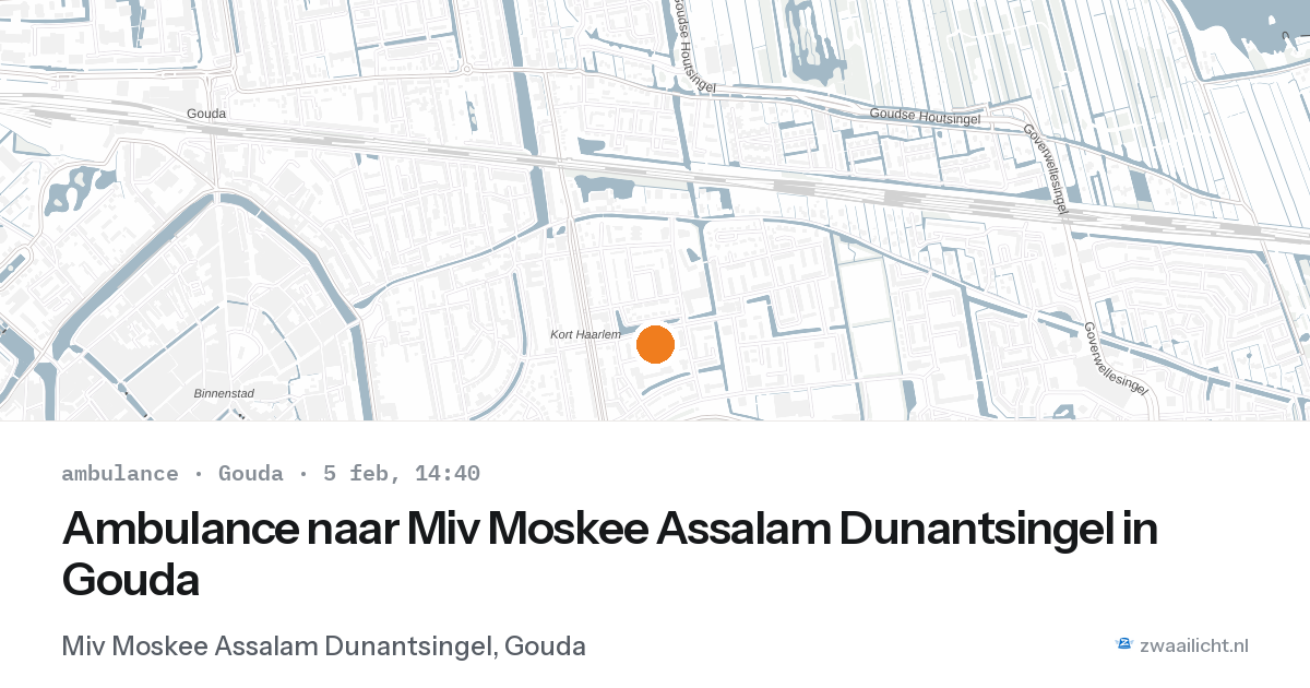 Ambulance naar Miv Moskee Assalam Dunantsingel in Gouda — 5 feb 2026