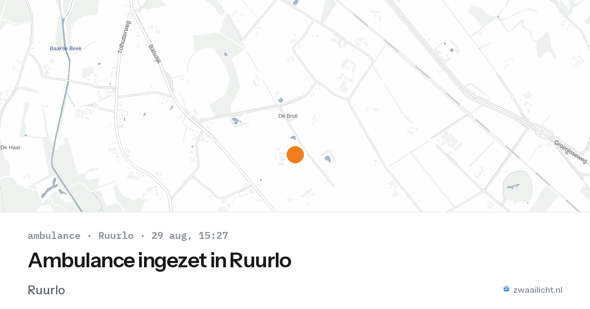 Ambulance ingezet in Ruurlo — 29 aug 2026