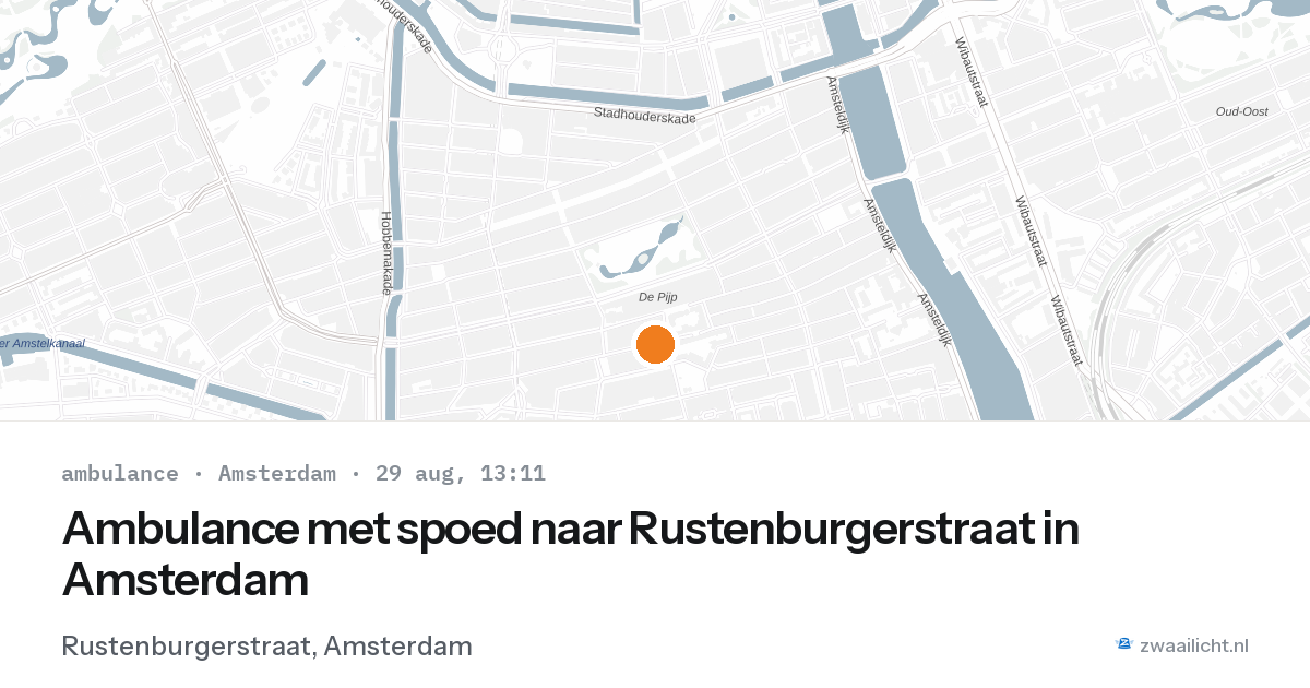 Ambulance met spoed naar Rustenburgerstraat in Amsterdam — 29 aug 2026