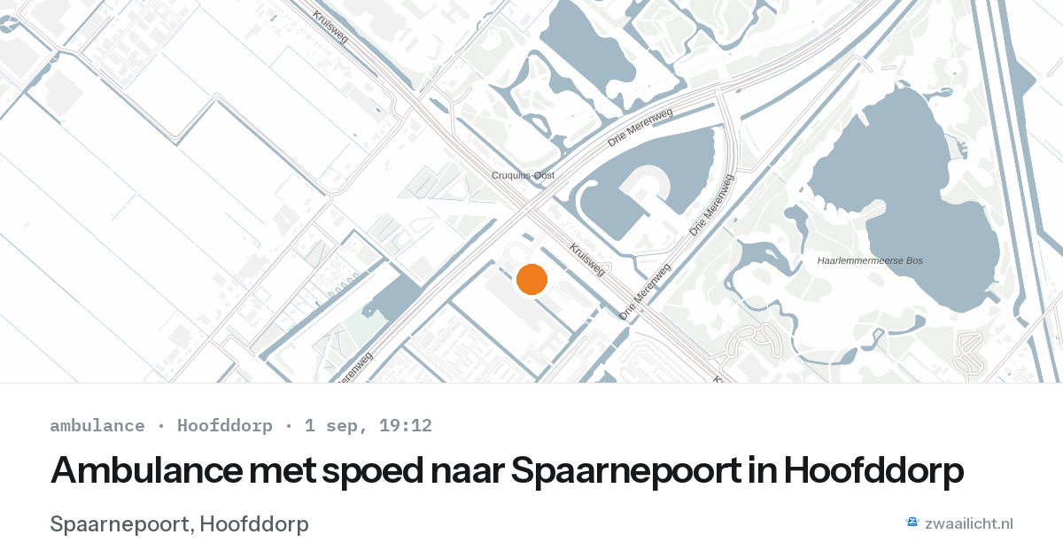 Ambulance met spoed naar Spaarnepoort in Hoofddorp — 1 sep 2026