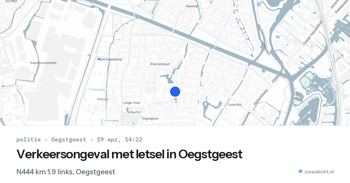 Verkeersongeval met letsel in Oegstgeest — 19 apr 2026