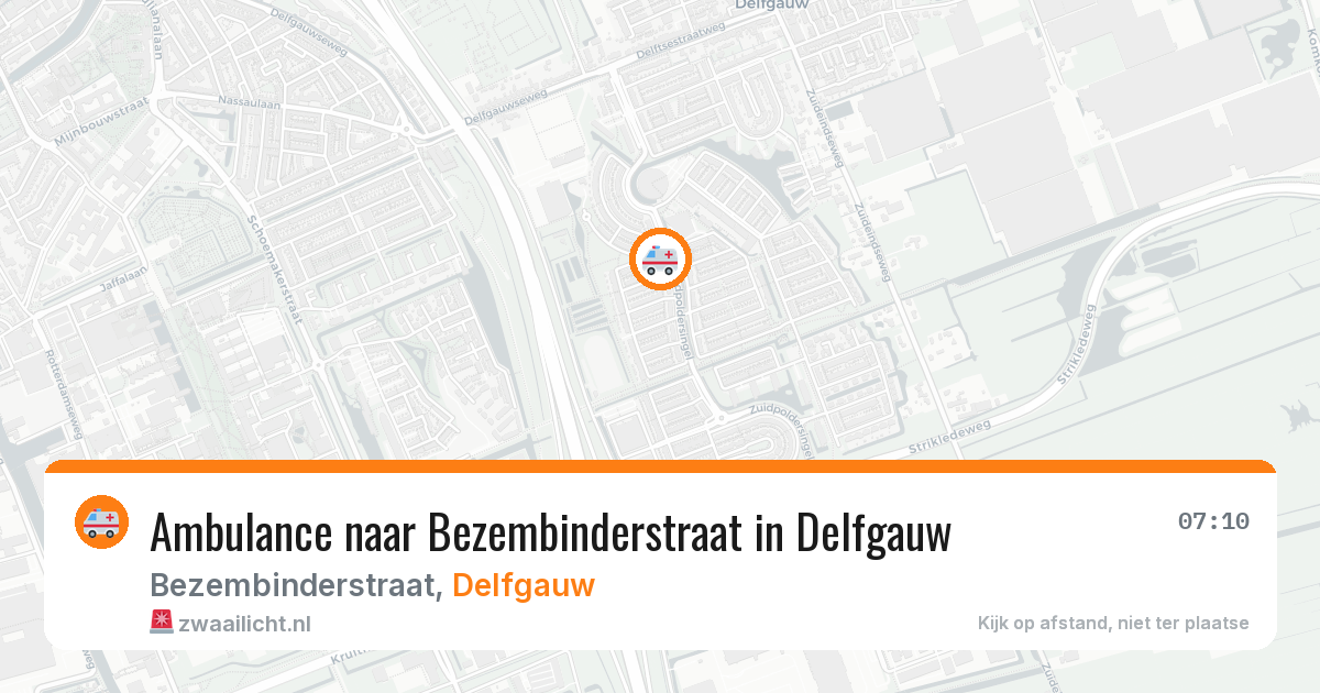 Ambulance naar Bezembinderstraat in Delfgauw — 12 jul 2026