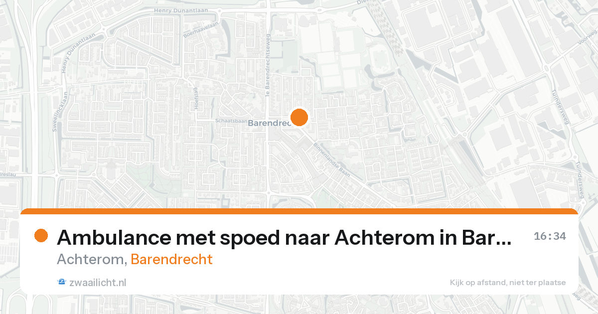 Ambulance met spoed naar Achterom in Barendrecht — 20 aug 2026