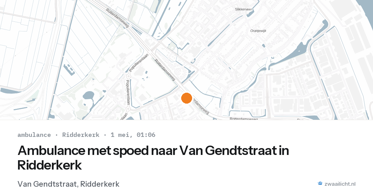 Ambulance met spoed naar Van Gendtstraat in Ridderkerk — 30 apr 2026