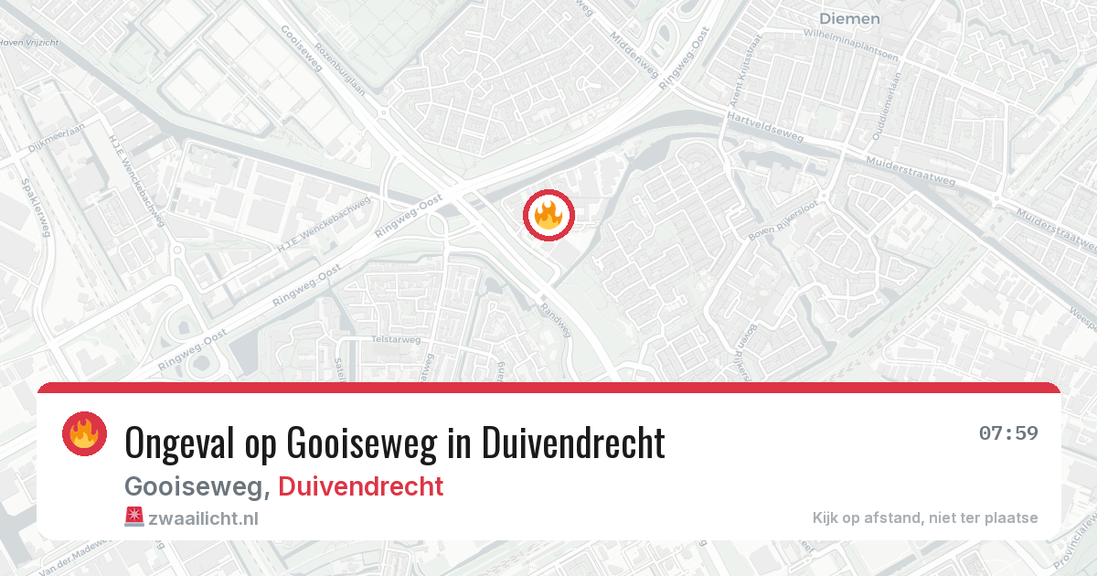 Ongeval op Gooiseweg in Duivendrecht — 10 jun 2026