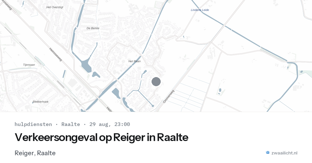Verkeersongeval op Reiger in Raalte — 29 aug 2026