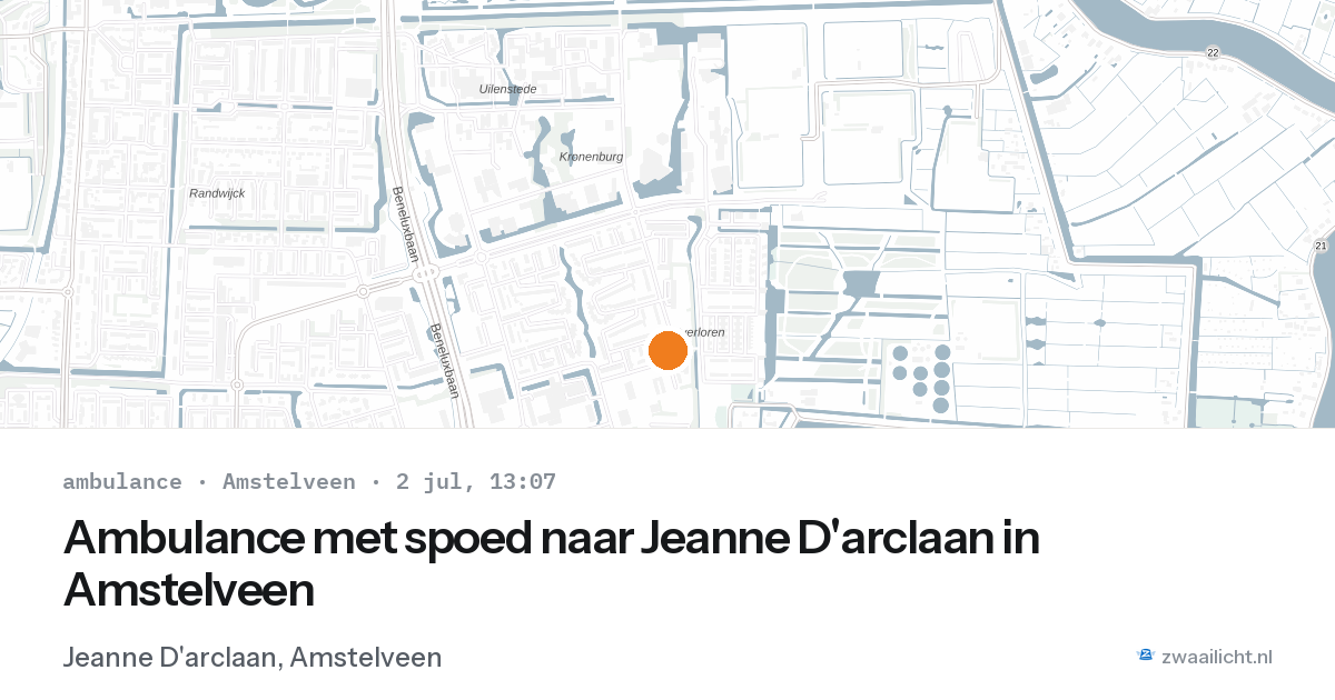 Ambulance met spoed naar Jeanne D'arclaan in Amstelveen — 2 jul 2026
