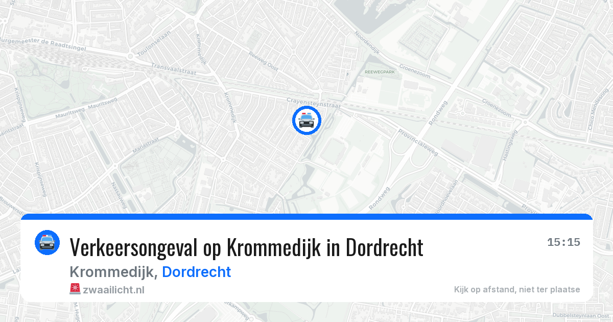 Verkeersongeval op Krommedijk in Dordrecht — 5 jul 2026