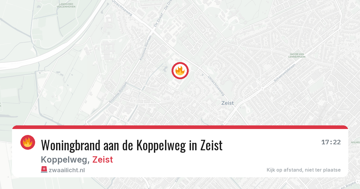 Woningbrand aan de Koppelweg in Zeist — 11 feb 2026