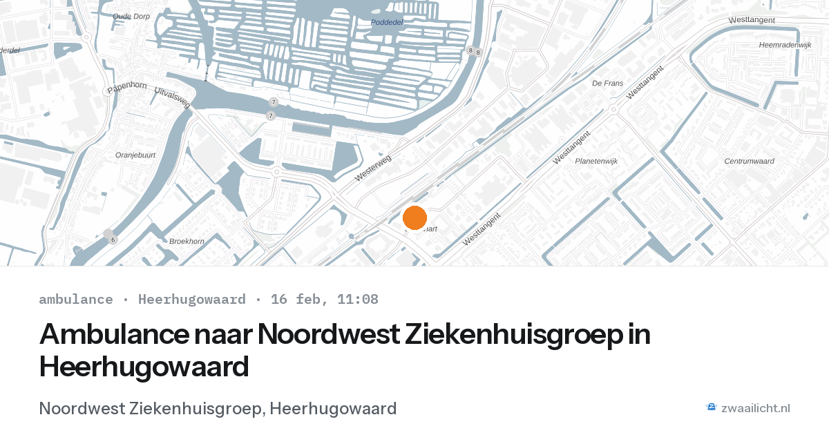 Ambulance naar Noordwest Ziekenhuisgroep in Heerhugowaard — 16 feb 2026