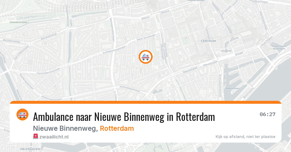Ambulance naar Nieuwe Binnenweg in Rotterdam — 14 jun 2026