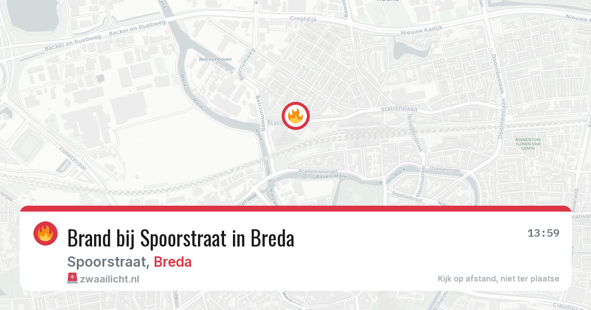Brand bij Spoorstraat in Breda — 14 aug 2026
