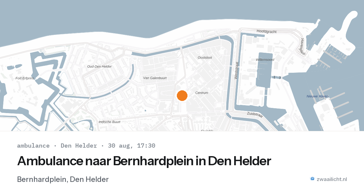 Ambulance naar Bernhardplein in Den Helder — 30 aug 2026