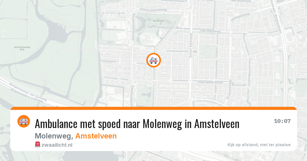 Ambulance met spoed naar Molenweg in Amstelveen — 21 apr 2026