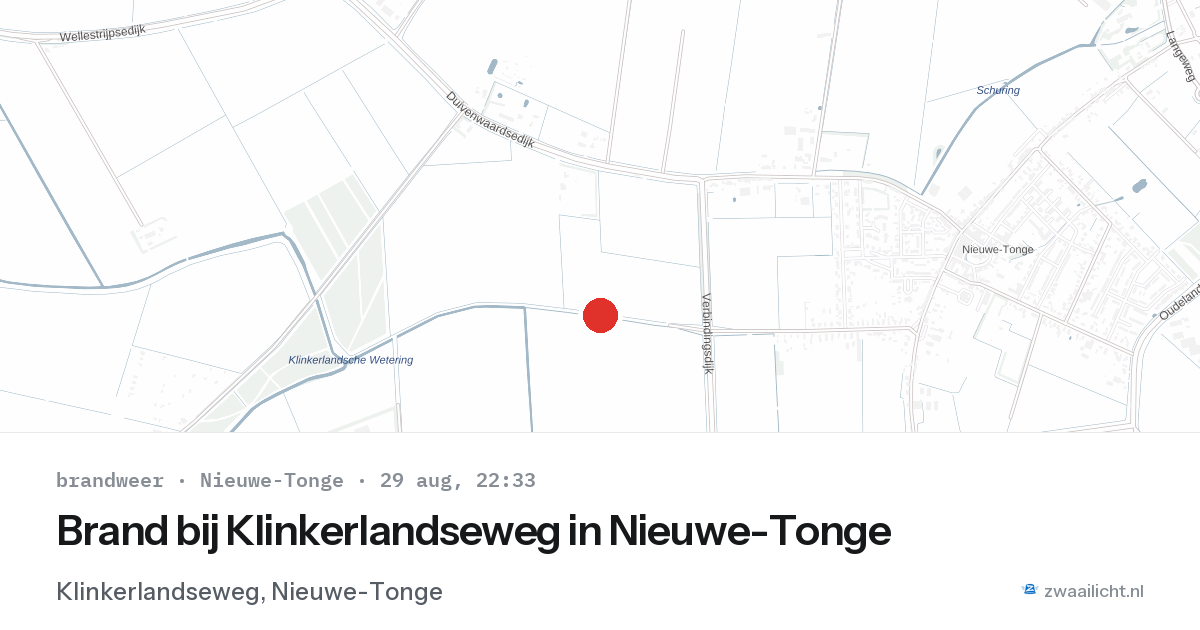 Brand bij Klinkerlandseweg in Nieuwe-Tonge — 29 aug 2026