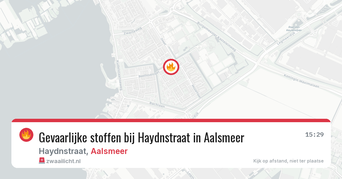 Gevaarlijke stoffen bij Haydnstraat in Aalsmeer — 20 jun 2026