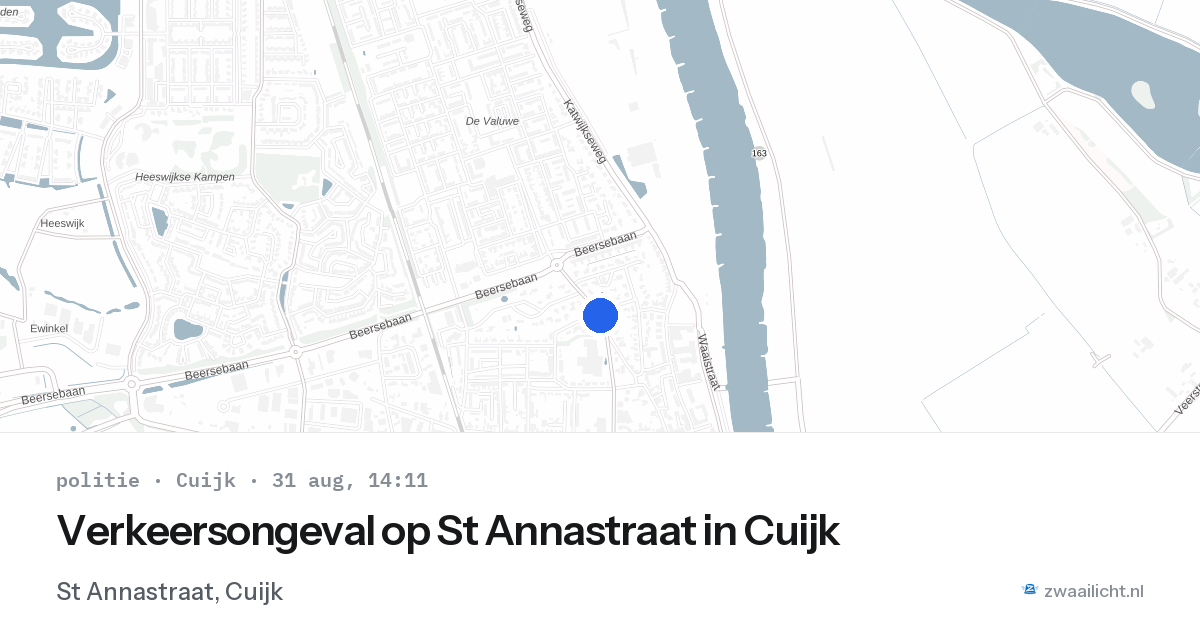 Verkeersongeval op St Annastraat in Cuijk — 31 aug 2026