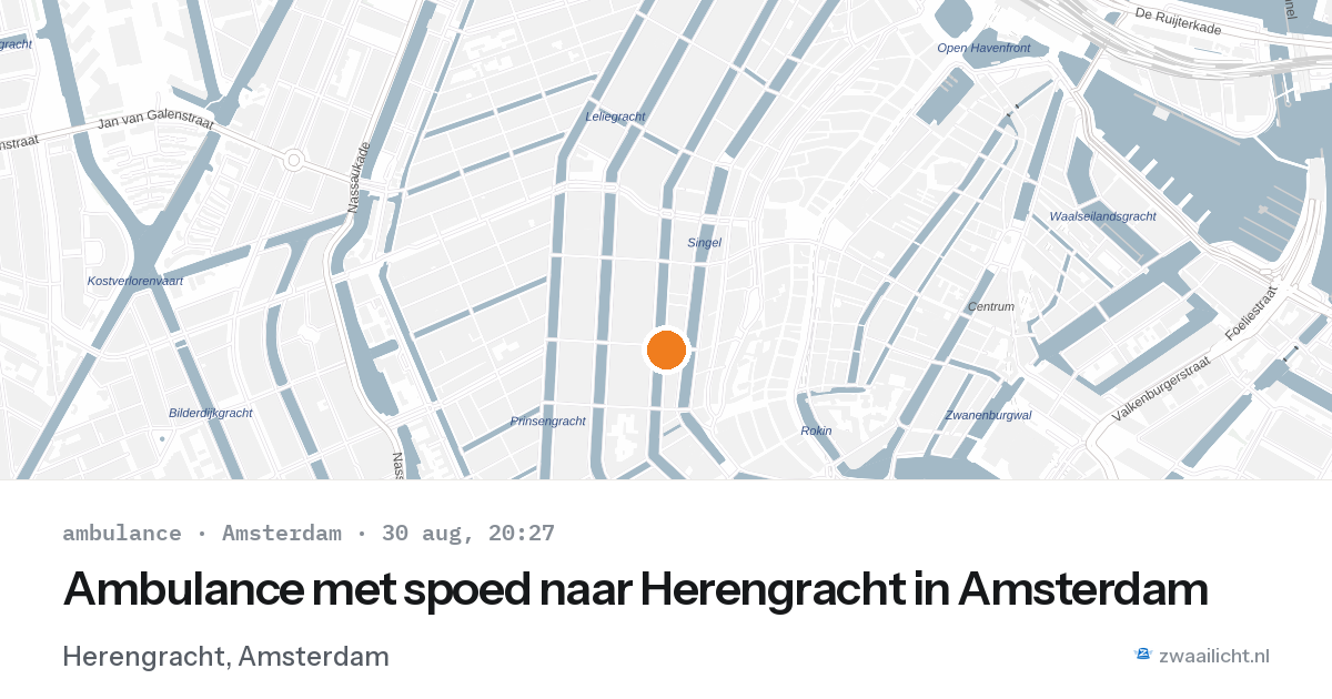 Ambulance met spoed naar Herengracht in Amsterdam — 30 aug 2026