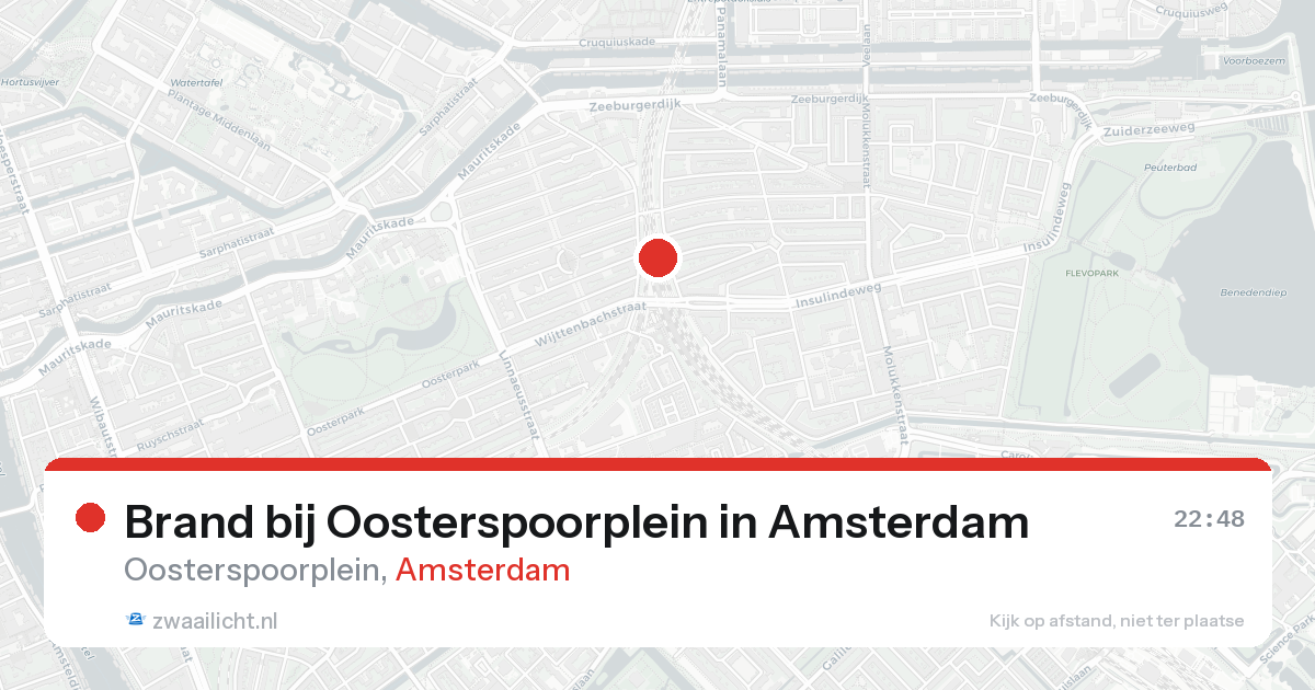 Brand bij Oosterspoorplein in Amsterdam — 20 aug 2026