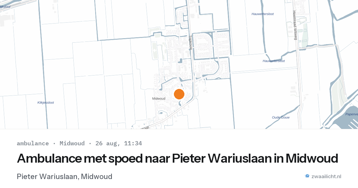Ambulance met spoed naar Pieter Wariuslaan in Midwoud — 26 aug 2026