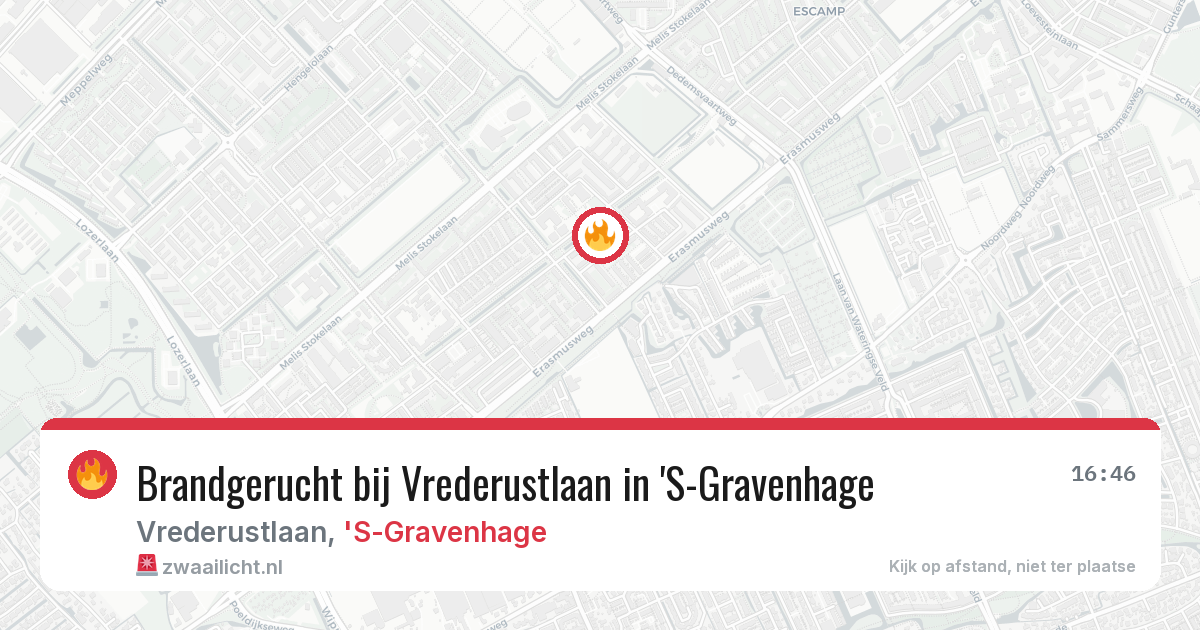 Brandgerucht bij Vrederustlaan in 'S-Gravenhage — 27 jun 2026