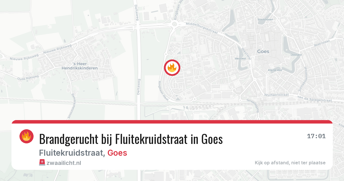 Brandgerucht bij Fluitekruidstraat in Goes — 21 jun 2026