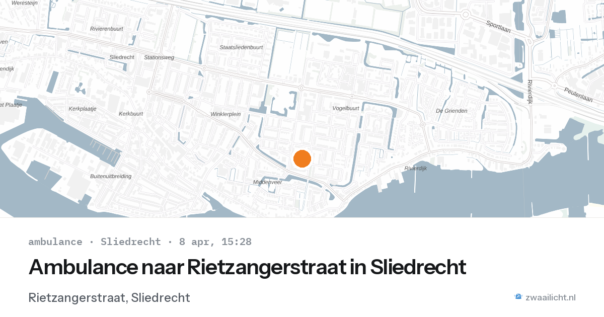 Ambulance naar Rietzangerstraat in Sliedrecht — 8 apr 2026