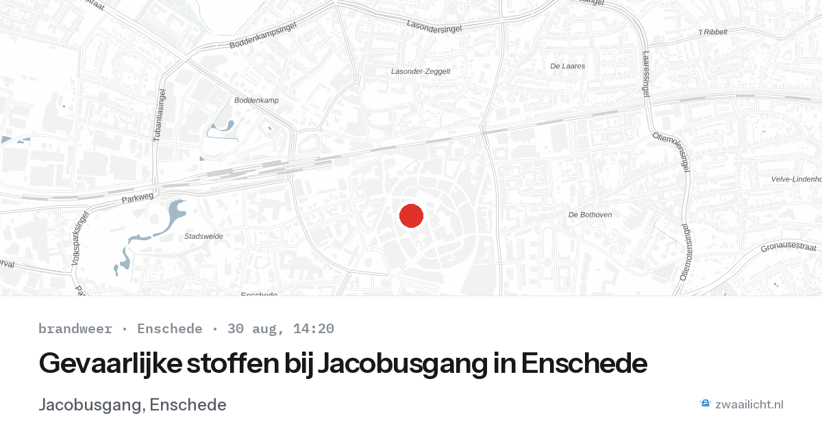 Gevaarlijke stoffen bij Jacobusgang in Enschede — 30 aug 2026