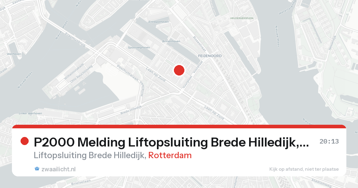 P2000 Melding Liftopsluiting Brede Hilledijk, Rotterdam — 7 feb 2026