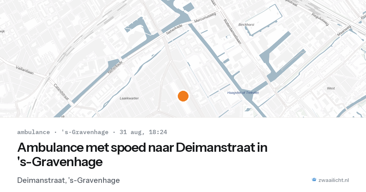 Ambulance met spoed naar Deimanstraat in 's-Gravenhage — 31 aug 2026