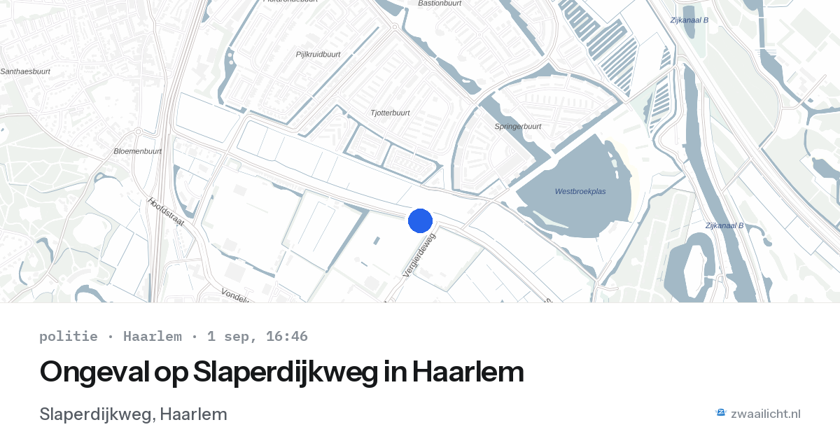 Ongeval op Slaperdijkweg in Haarlem — 1 sep 2026