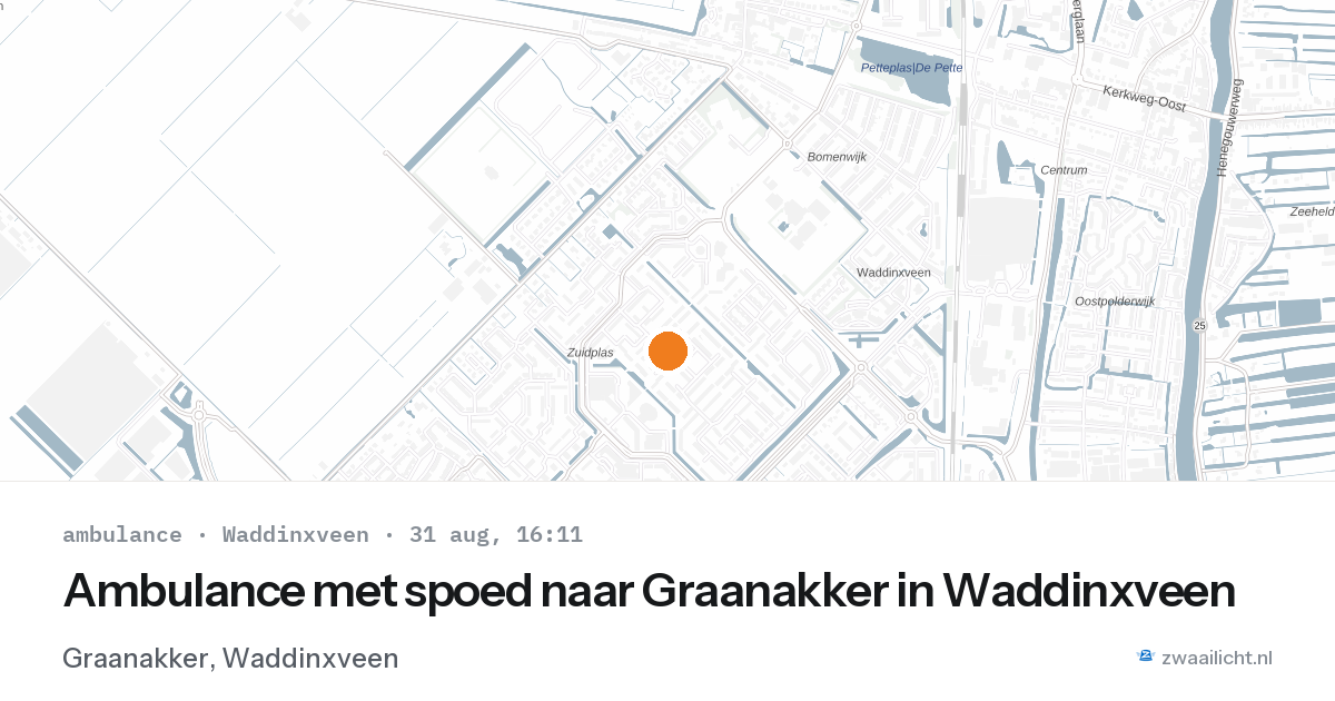 Ambulance met spoed naar Graanakker in Waddinxveen — 31 aug 2026