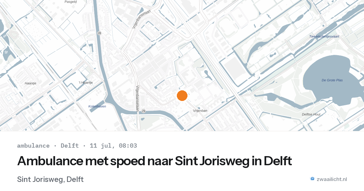 Ambulance met spoed naar Sint Jorisweg in Delft — 11 jul 2026