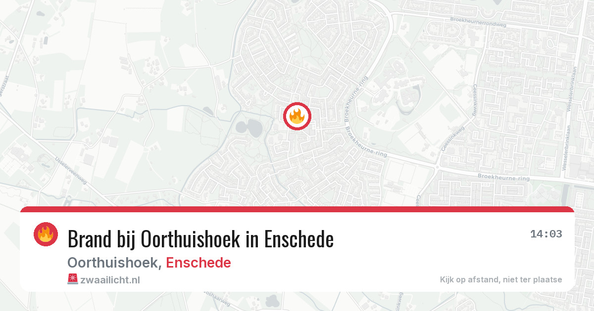 Brand bij Oorthuishoek in Enschede — 21 jun 2026