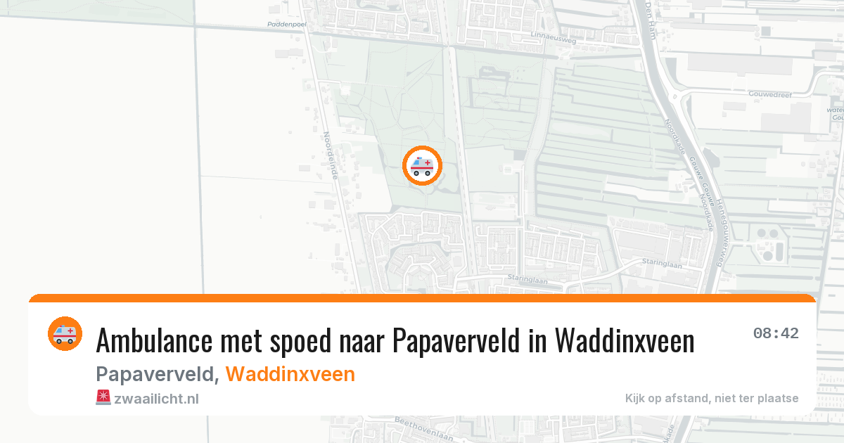 Ambulance met spoed naar Papaverveld in Waddinxveen — 6 aug 2026