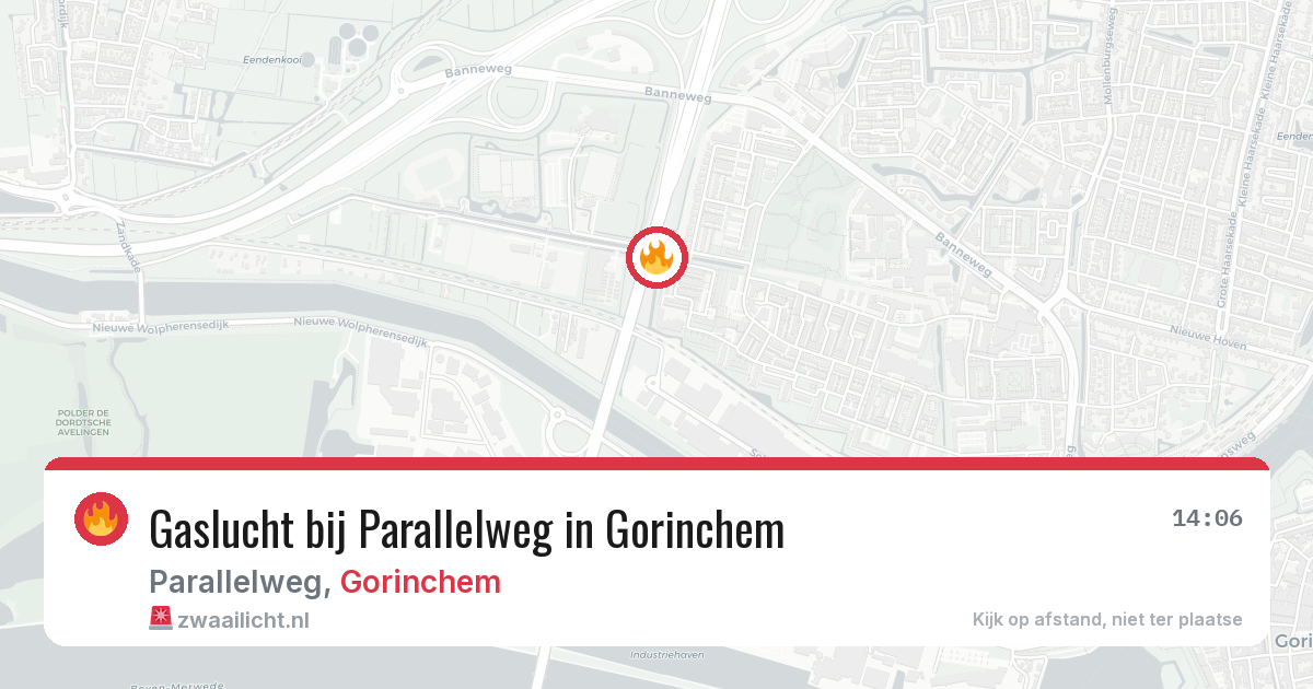Gaslucht bij Parallelweg in Gorinchem — 18 jun 2026