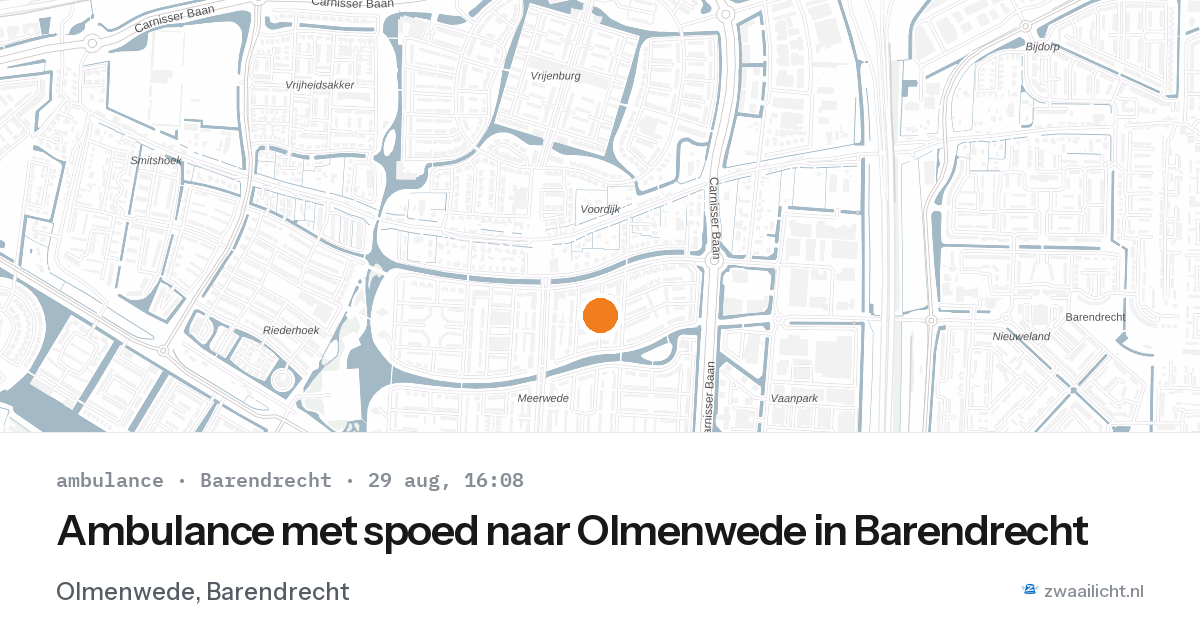 Ambulance met spoed naar Olmenwede in Barendrecht — 29 aug 2026