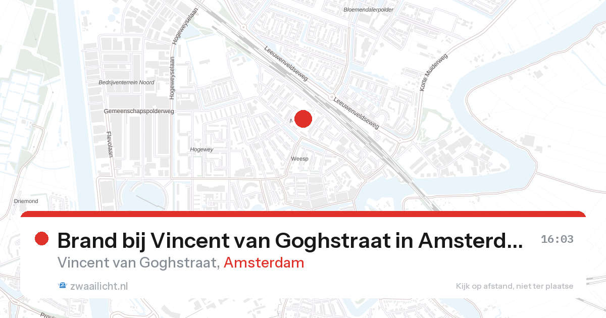 Brand bij Vincent van Goghstraat in Amsterdam — 26 mrt 2026
